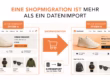 Zwei Shopansichten zeigen den Wechsel von System A zu System B und den Datenimport als Teil der Shopmigration.